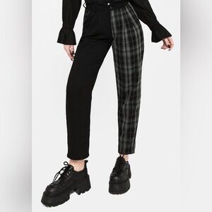 Checkmate High Waist Split Leg Plaid Tapered Trousers Alt Grunge